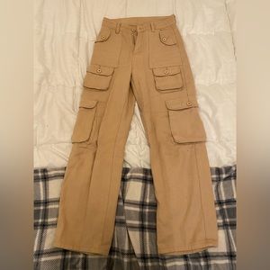 Beige high rise cargos